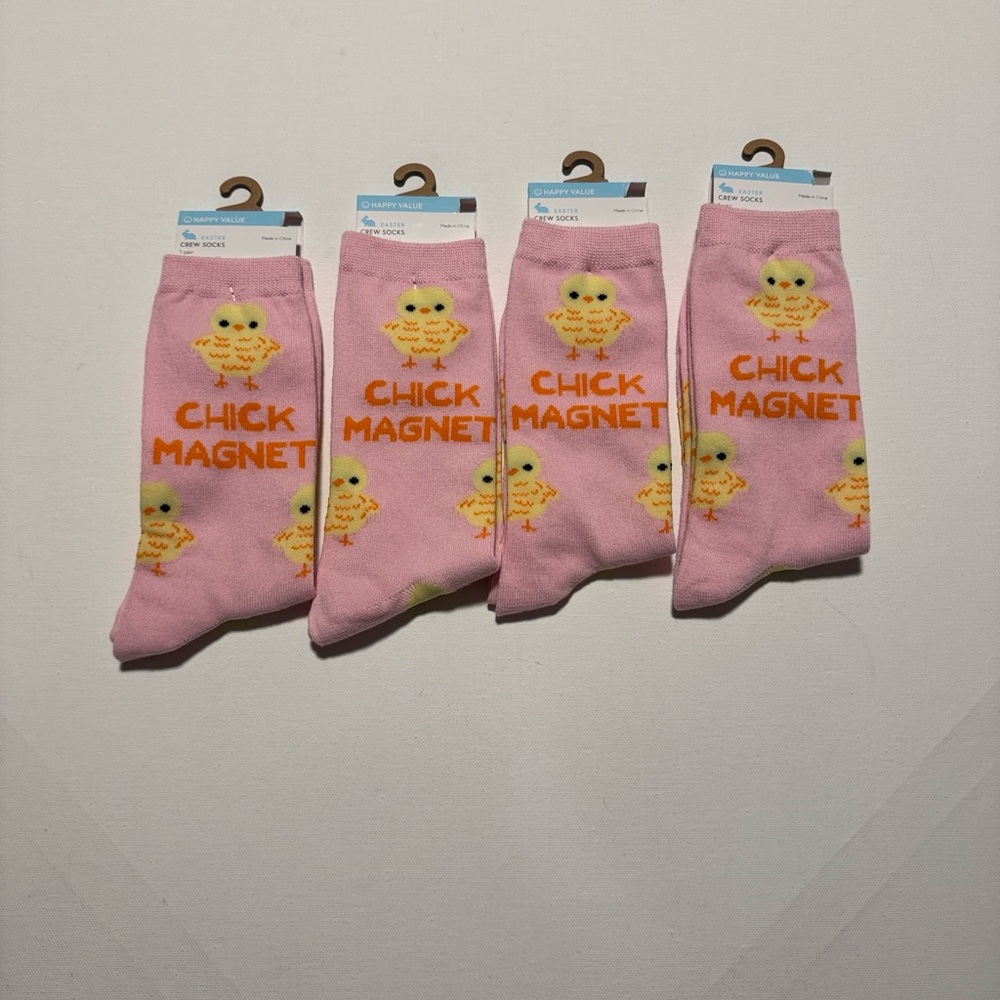Easter Socks Womens Pink Lot Of 4 Chick Magnet